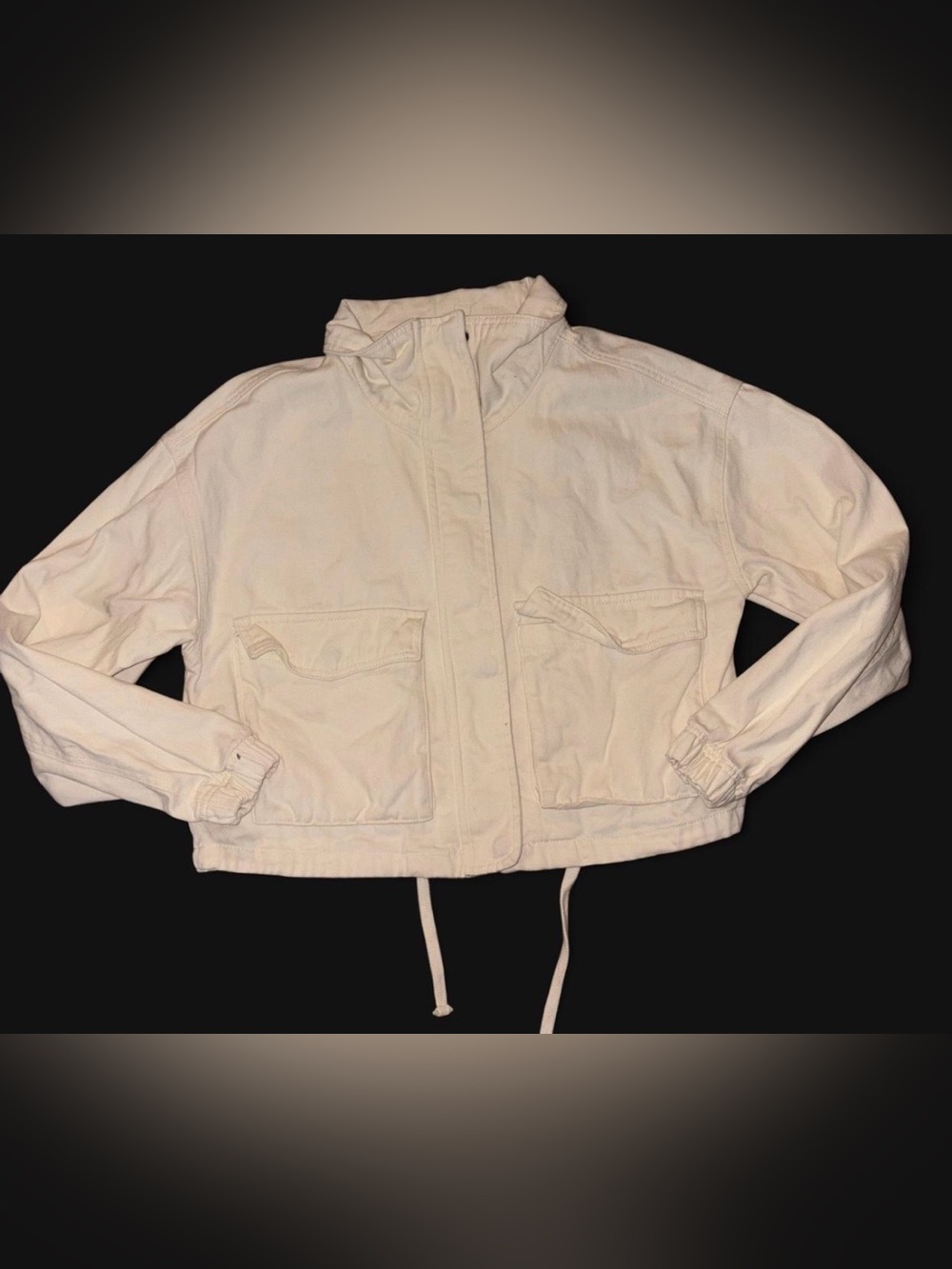 Utility Drawstring Hem Jacket in Cream